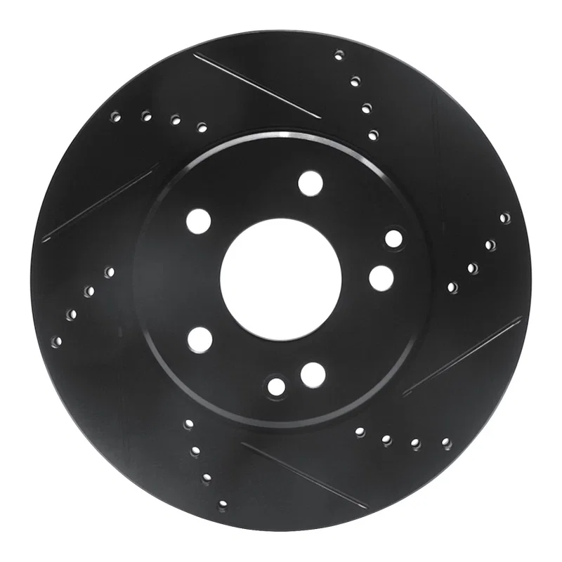 R1 Concepts 633-63047R, R1 96-15 Mercedes-Benz C280 Front Right Drilled & Slotted Black Brake Rotor