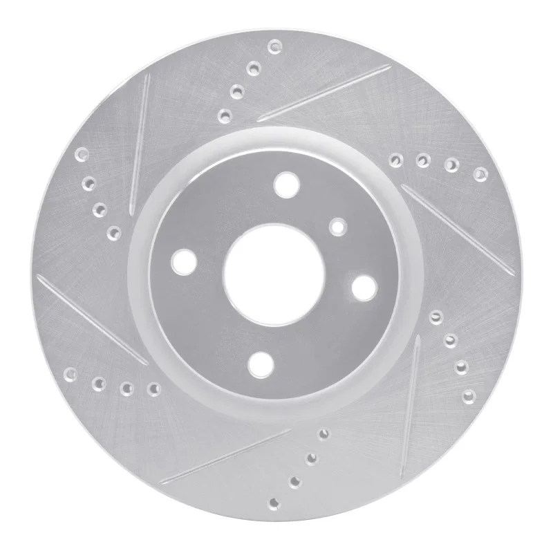 R1 Concepts 631-80073L, R1 2016-2025 Fiat 124 Spider Front Left Drilled & Slotted Silver Brake Rotor