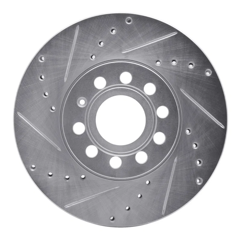R1 Concepts 631-74028L, R1 05-25 Audi A3 (Mexico) Front Left Drilled & Slotted Silver Brake Rotor