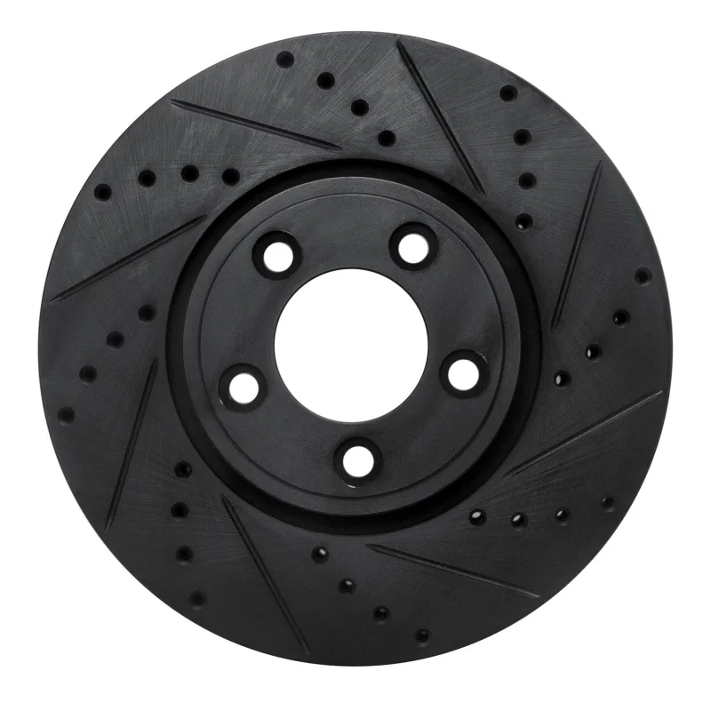 R1 Concepts 633-20025R, R1 06-08 Jaguar S-Type Front Right Drilled & Slotted Black Brake Rotor