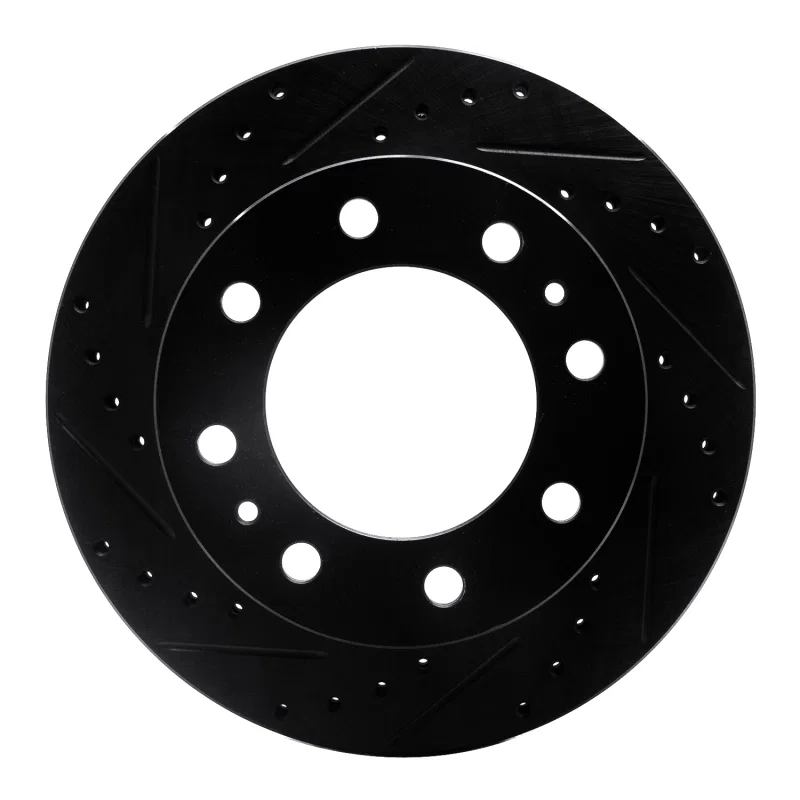 R1 Concepts 633-48051L, R1 01-25 Chevrolet Silverado 3500 Front Left Drilled & Slotted Black Brake Rotor
