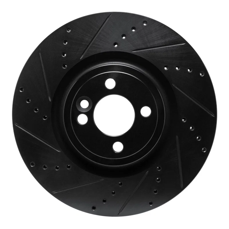 R1 Concepts 633-32014L, R1 13-13 Mini Cooper (Excl Clubman) Front Left Drilled & Slotted Black Brake Rotor