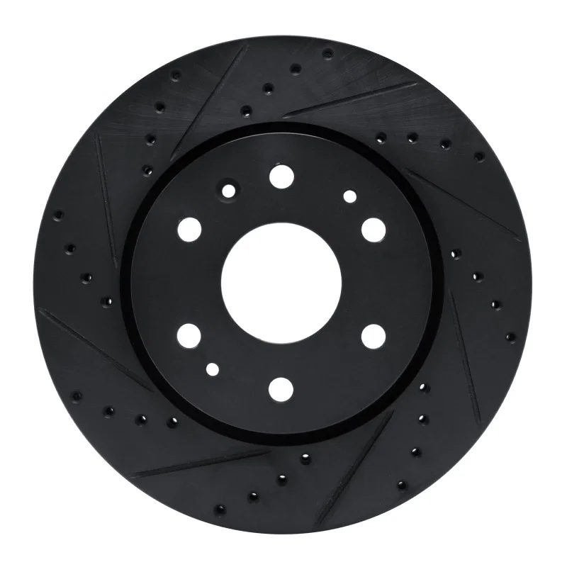 R1 Concepts 633-47092L, R1 23-25 Chevrolet Colorado Front Left Drilled & Slotted Black Brake Rotor