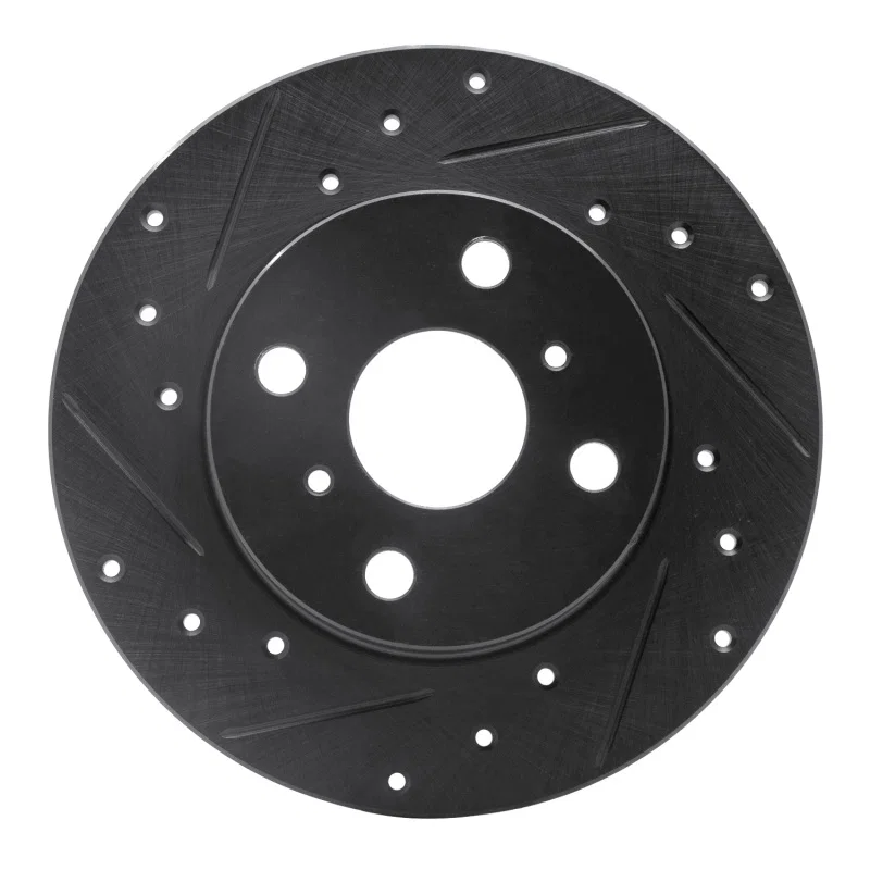 R1 Concepts 633-76017L, R1 83-90 Toyota Tercel Front Left Drilled & Slotted Black Brake Rotor