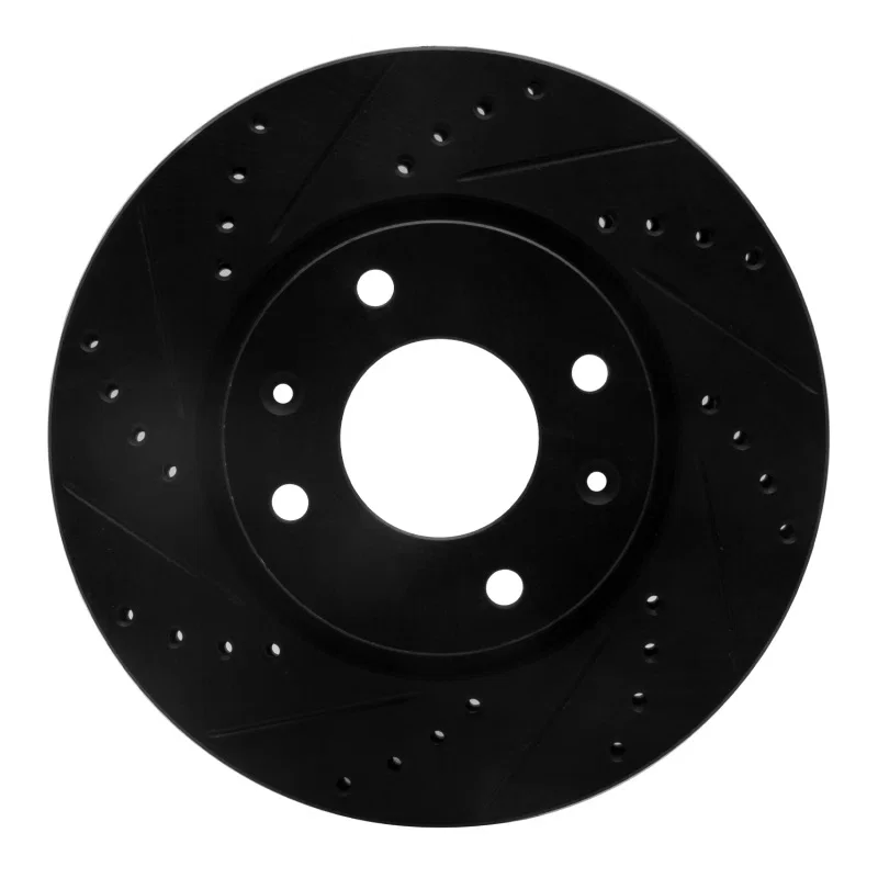 R1 Concepts 633-03000L, R1 02-06 Hyundai Sonata Front Left Drilled & Slotted Black Brake Rotor