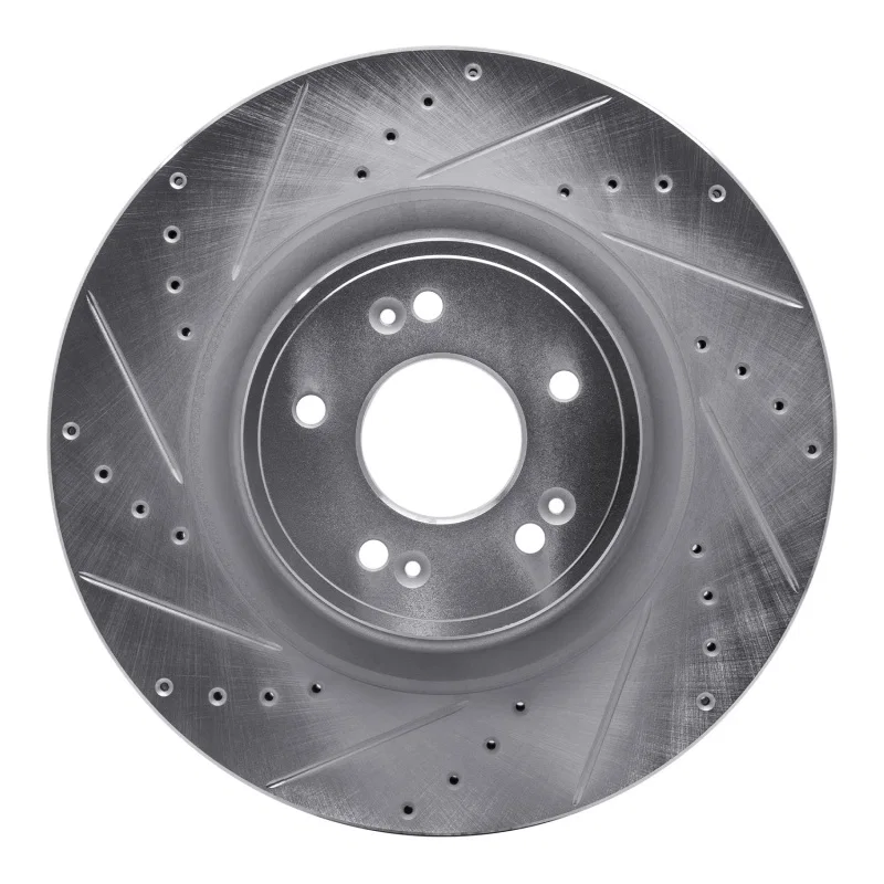 R1 Concepts 631-03058L, R1 18-20 Genesis G80 Front Left Drilled & Slotted Silver Brake Rotor