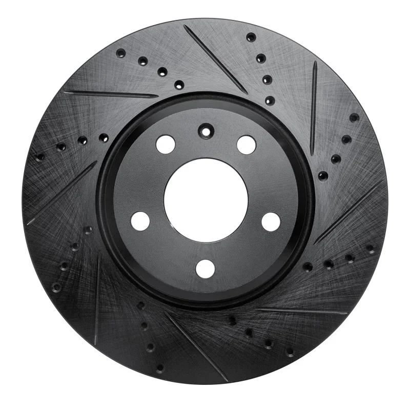 R1 Concepts 633-73086R, R1 08-25 Audi A4 Quattro Front Right Drilled & Slotted Black Brake Rotor