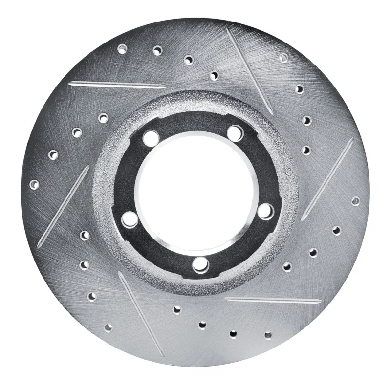 R1 Concepts 631-72050R, R1 87-90 Mitsubishi Van Front Right Drilled & Slotted Silver Brake Rotor