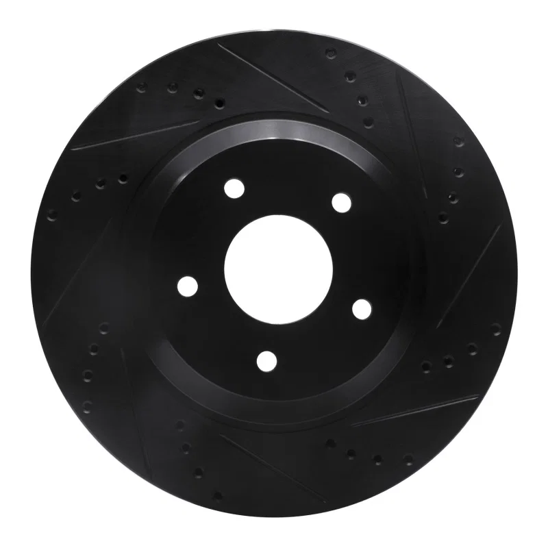 R1 Concepts 633-47023D, R1 88-96 Chevrolet Corvette Left Front Drilled & Slotted Black Brake Rotor