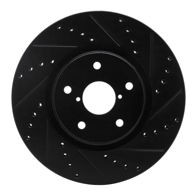 R1 Concepts 633-13035R, R1 06-21 Subaru Legacy Front Right Drilled & Slotted Black Brake Rotor