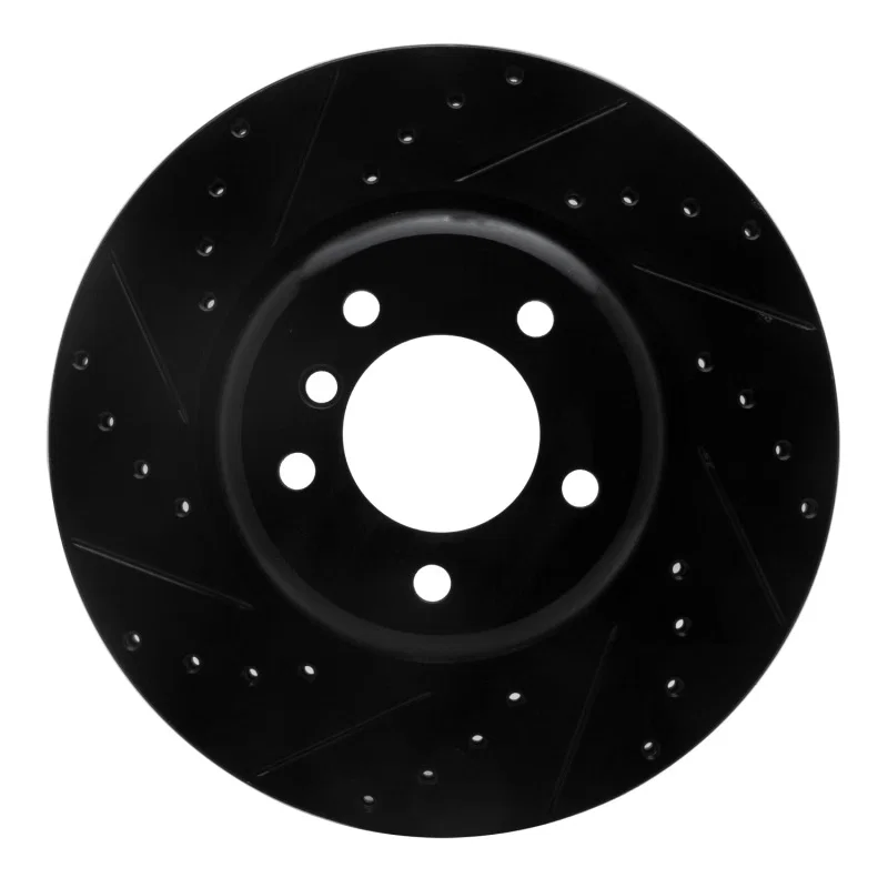 R1 Concepts 633-31085L, R1 06-13 BMW 135I Front Left Drilled & Slotted Black Brake Rotor