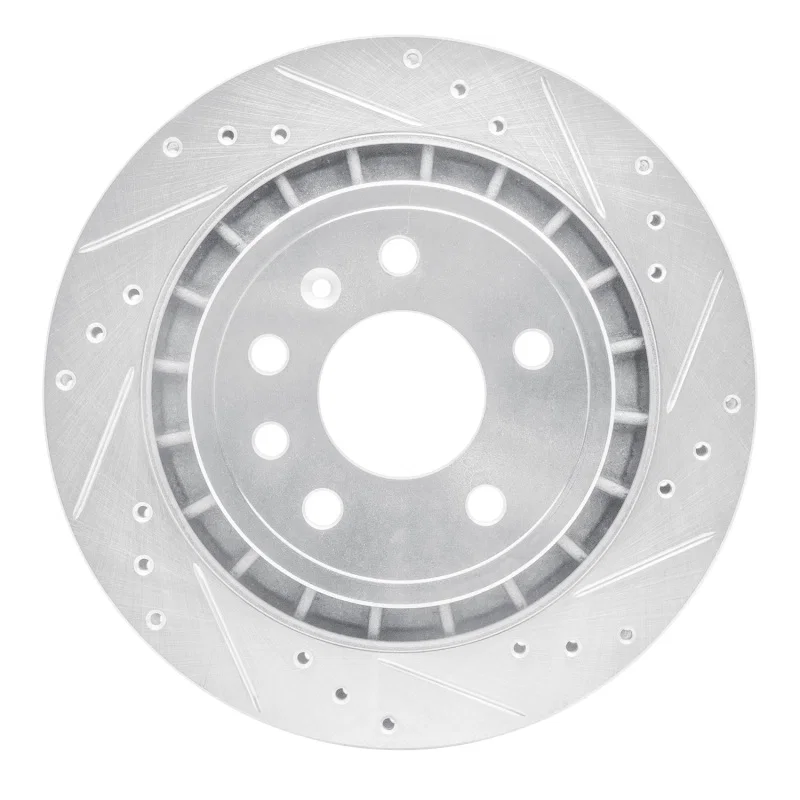 R1 Concepts 631-65014R, R1 2002-2010 Saab 9-5 Rear Right Drilled & Slotted Silver Brake Rotor
