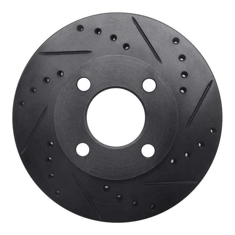 R1 Concepts 633-73000R, R1 78-92 Audi 80 Front Right Drilled & Slotted Black Brake Rotor