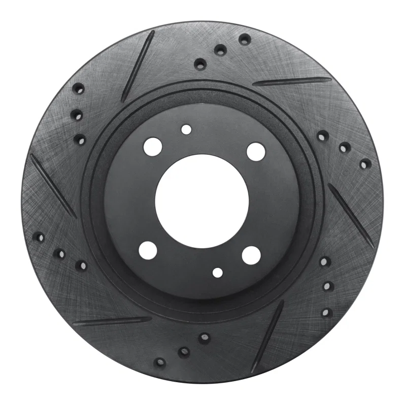 R1 Concepts 633-72046L, R1 12-17 Mitsubishi I-MIEV Front Left Drilled & Slotted Black Brake Rotor