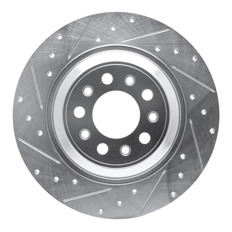 R1 Concepts 631-42010L, R1 14-23 Jeep Cherokee Rear Left Drilled & Slotted Silver Brake Rotor