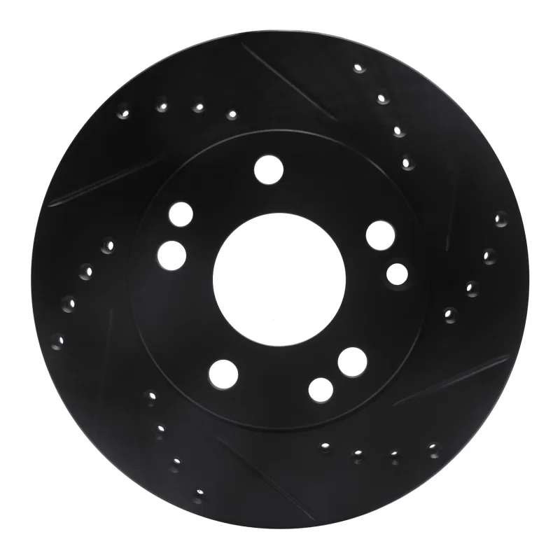 R1 Concepts 633-63012R, R1 87-93 Mercedes-Benz 190D Front Right Drilled & Slotted Black Brake Rotor