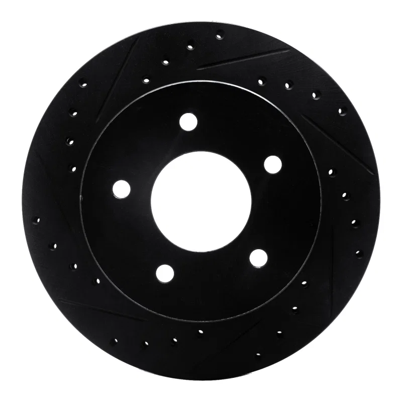 R1 Concepts 633-48019L, R1 90-02 Chevrolet ASTRO Front Left Drilled & Slotted Black Brake Rotor