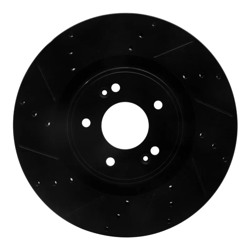 R1 Concepts 633-03032L, R1 10-16 Hyundai Genesis Coupe Front Left Drilled & Slotted Black Brake Rotor