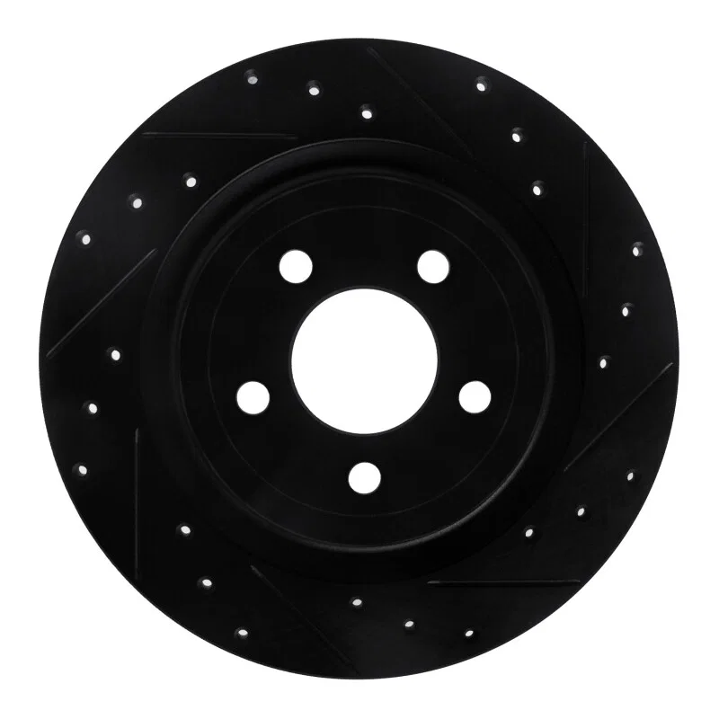 R1 Concepts 633-54280R, R1 20-25 Ford Explorer Rear Right Drilled & Slotted Black Brake Rotor