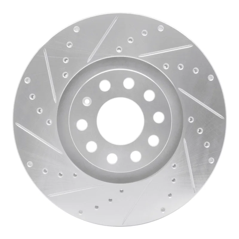 R1 Concepts 631-73036L, R1 98-09 Audi A4 Quattro Front Left Drilled & Slotted Silver Brake Rotor