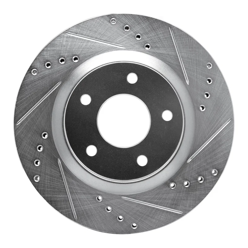 R1 Concepts 631-67058R, R1 07-15 Nissan Rogue Front Right Drilled & Slotted Silver Brake Rotor