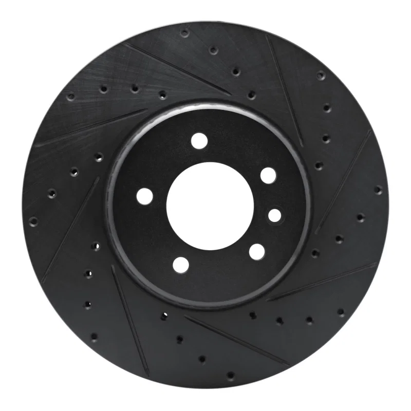 R1 Concepts 633-11036R, R1 20-25 Land Rover Defender 90 Front Right Drilled & Slotted Black Brake Rotor