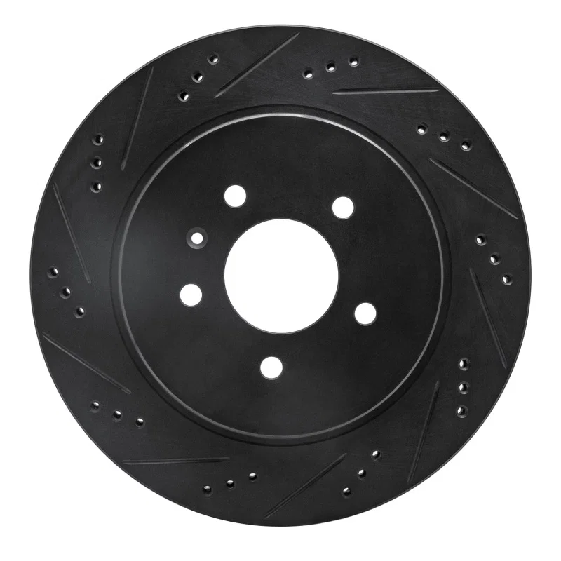 R1 Concepts 633-46020L, R1 05-11 Cadillac STS Rear Left Drilled & Slotted Black Brake Rotor