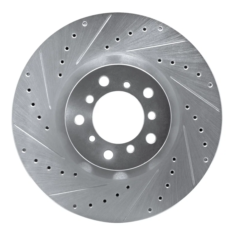 R1 Concepts 631-31057D, R1 00-03 BMW M5 Right Front Drilled & Slotted Silver Brake Rotor