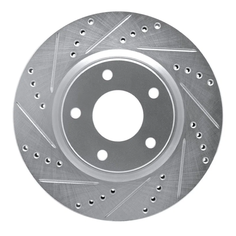R1 Concepts 631-63007L, R1 82-85 Mercedes-Benz 500SEC Front Left Drilled & Slotted Silver Brake Rotor