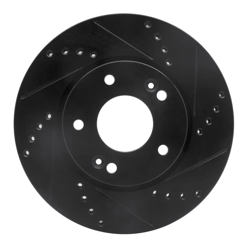 R1 Concepts 633-03038R, R1 2011-2025 Hyundai Elantra GT Front Right Drilled & Slotted Black Brake Rotor