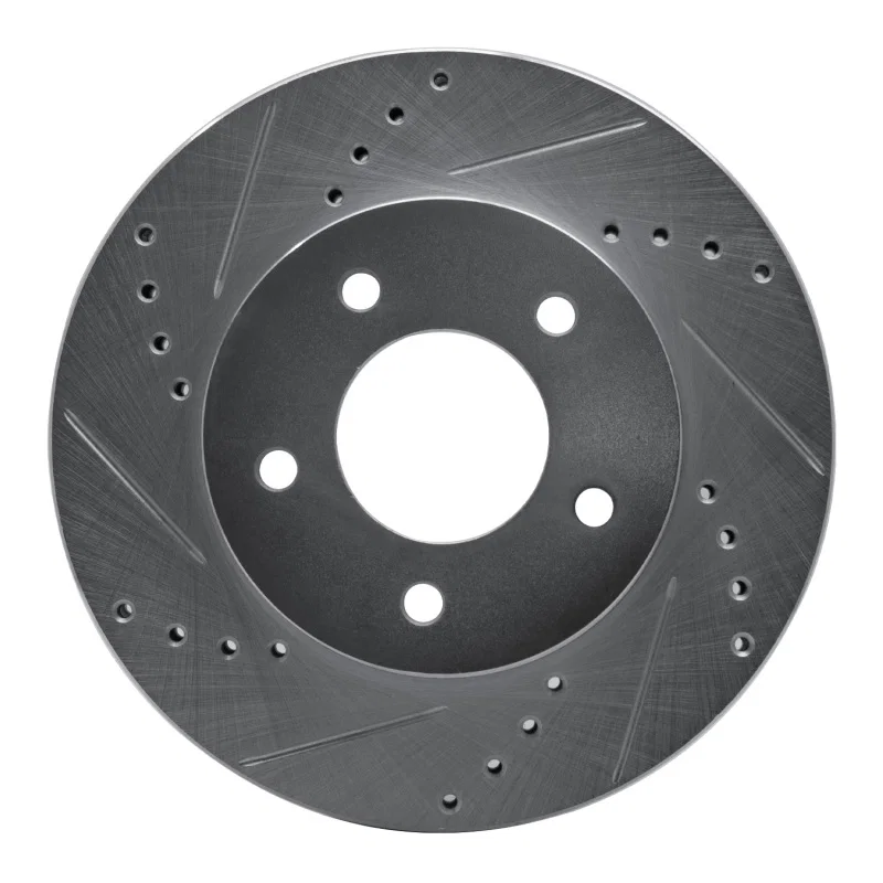 R1 Concepts 631-80063L, R1 96-98 Mazda MPV Front Left Drilled & Slotted Silver Brake Rotor