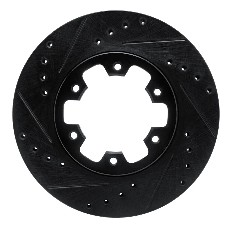R1 Concepts 633-67080L, R1 85-02 Nissan Pathfinder Front Left Drilled & Slotted Black Brake Rotor