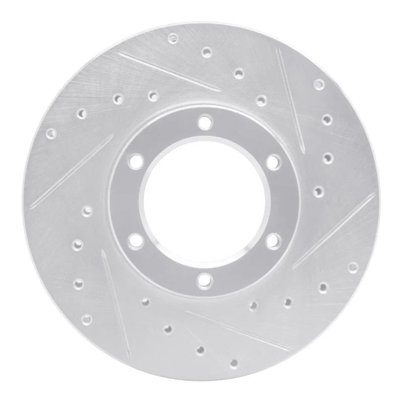 R1 Concepts 631-76105R, R1 87-88 Toyota Pickup Front Right Drilled & Slotted Silver Brake Rotor