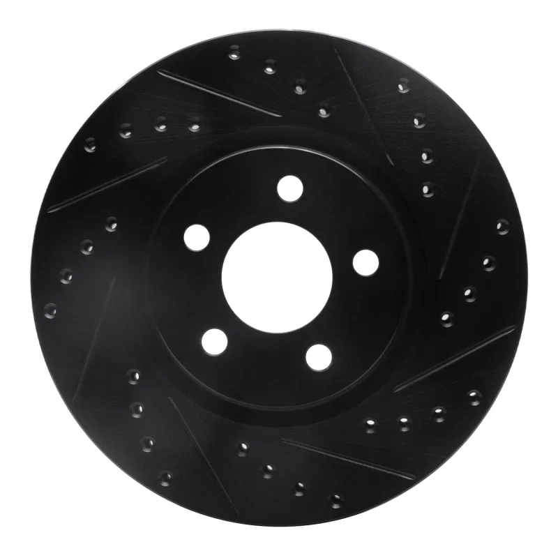 R1 Concepts 633-39013R, R1 03-09 Chrysler PT Cruiser Front Right Drilled & Slotted Black Brake Rotor