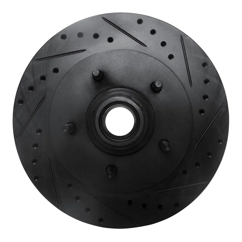 R1 Concepts 633-54153R, R1 97-00 Ford Expedition Front Right Drilled & Slotted Black Brake Rotor