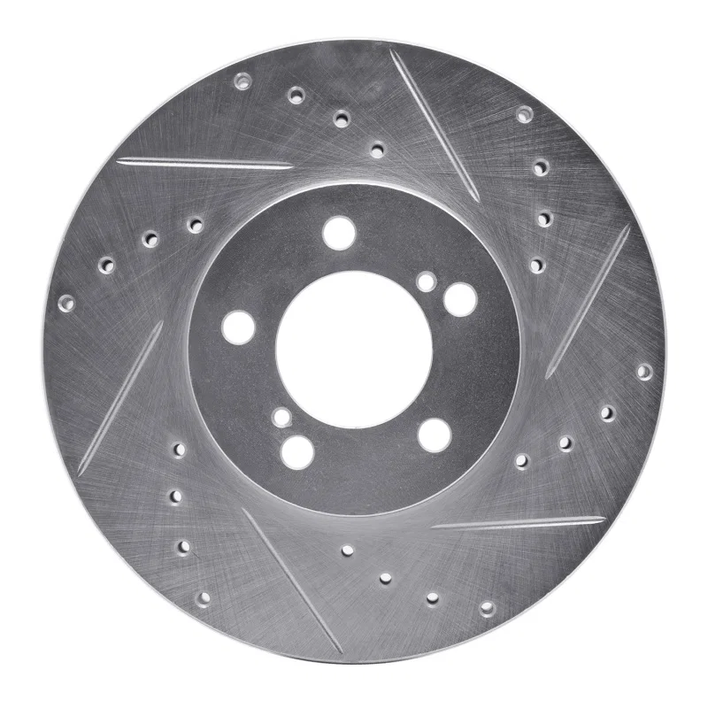 R1 Concepts 631-54038R, R1 93-07 Ford Taurus SHO Front Right Drilled & Slotted Silver Brake Rotor