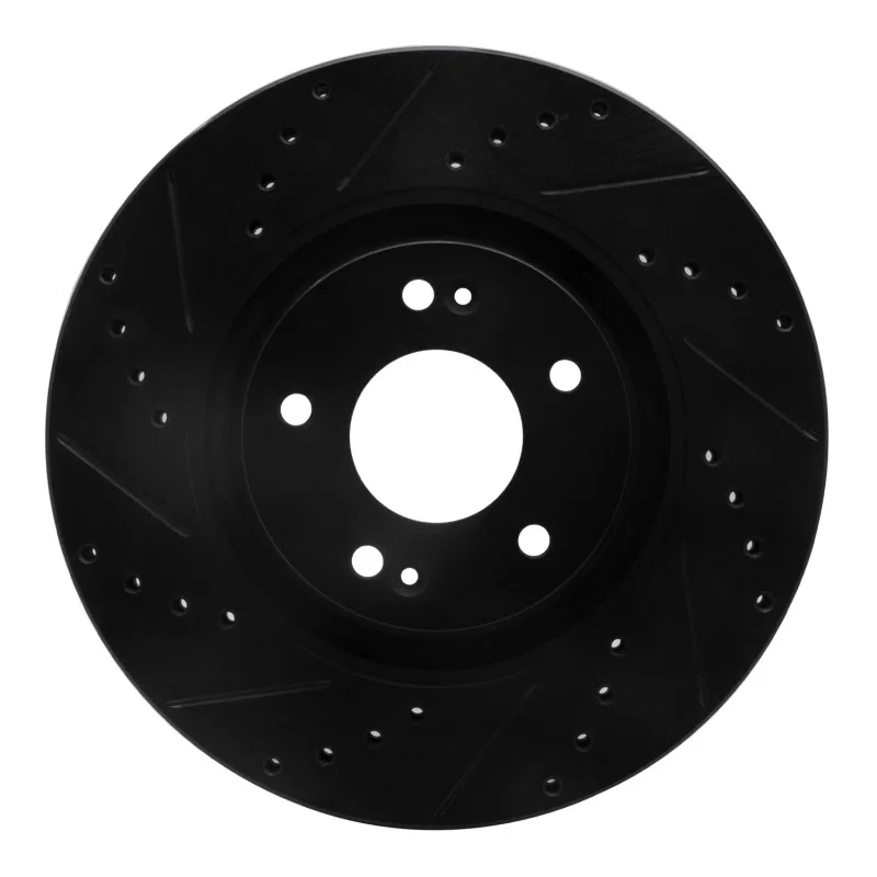 R1 Concepts 633-03003L, R1 11-25 Hyundai Tucson Front Left Drilled & Slotted Black Brake Rotor