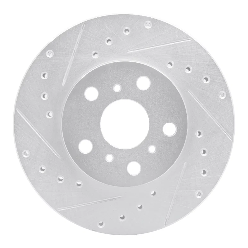 R1 Concepts 631-76041L, R1 88-93 Toyota Celica Front Left Drilled & Slotted Silver Brake Rotor