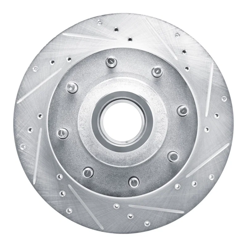 R1 Concepts 631-54105R, R1 80-85 Ford E-250 Econoline Club Wagon Front Right Drilled & Slotted Silver Brake Rotor