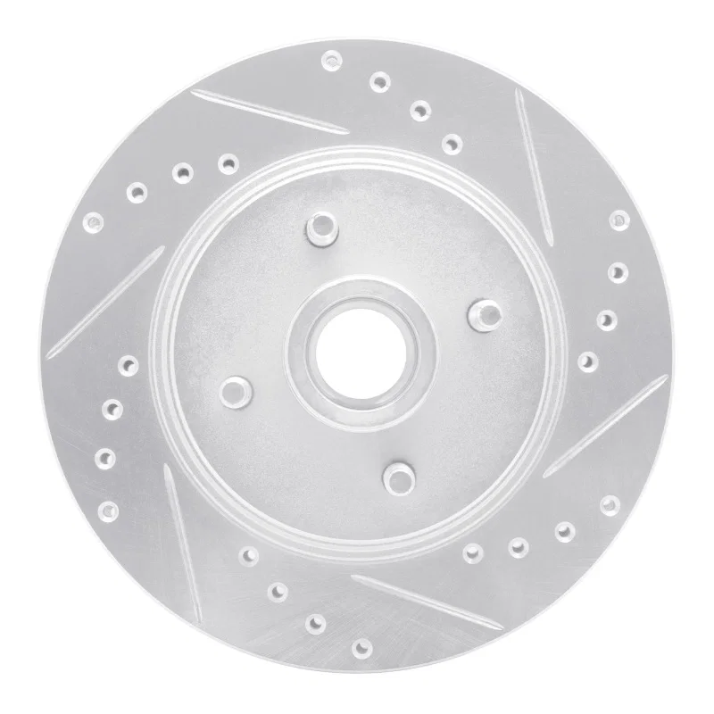 R1 Concepts 631-54028R, R1 87-88 Ford Thunderbird Front Right Drilled & Slotted Silver Brake Rotor