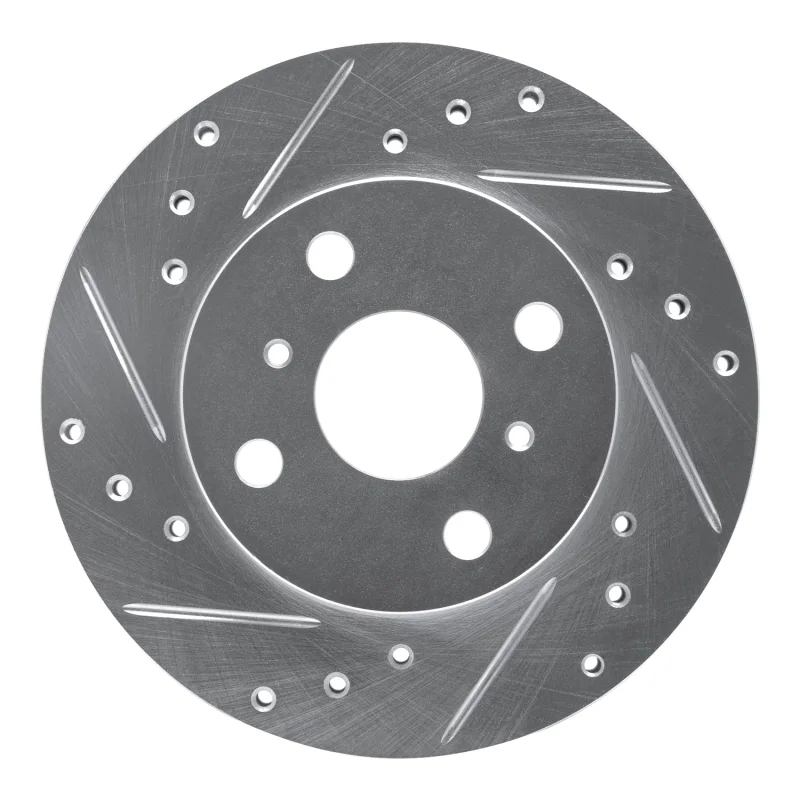 R1 Concepts 631-76043L, R1 90-91 Toyota Celica Front Left Drilled & Slotted Silver Brake Rotor