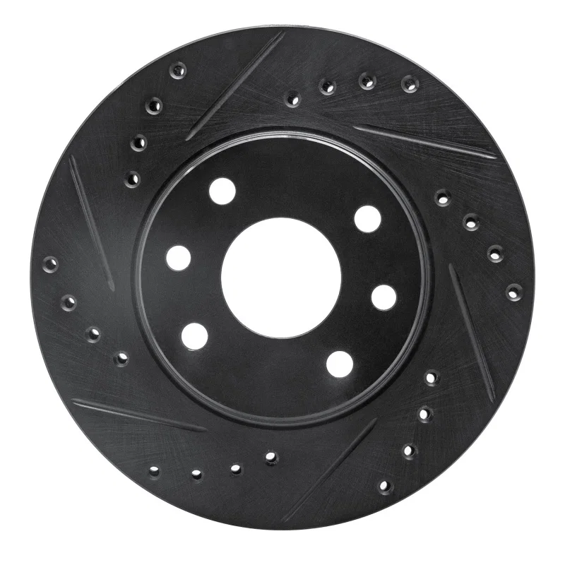 R1 Concepts 633-50000L, R1 90-93 Asuna SUNFIRE Front Left Drilled & Slotted Black Brake Rotor