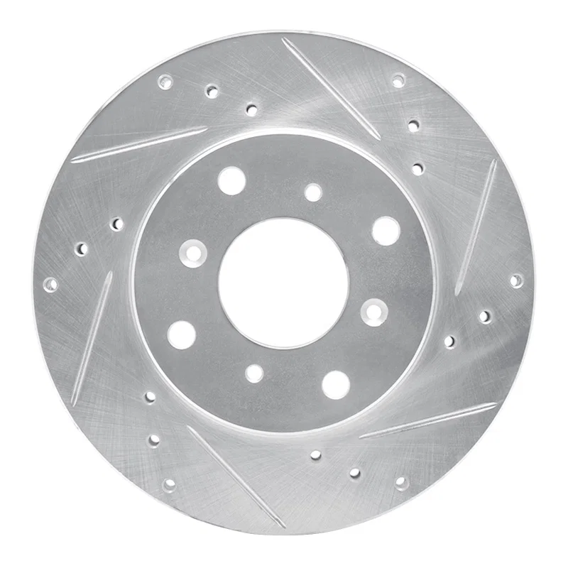 R1 Concepts 631-59021R, R1 92-96 Honda Prelude Front Right Drilled & Slotted Silver Brake Rotor