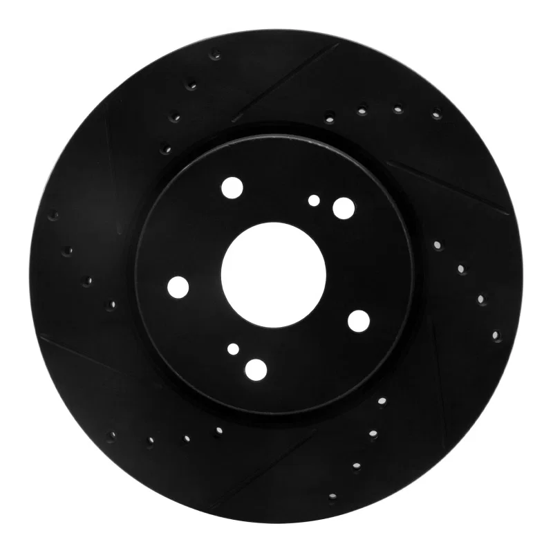 R1 Concepts 633-01007L, R1 10-13 Suzuki Kizashi Front Left Drilled & Slotted Black Brake Rotor