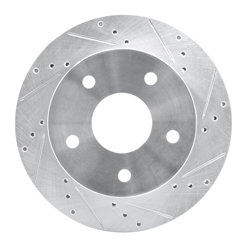 R1 Concepts 631-40092R, R1 00-01 Dodge Ram 1500 Pickup Front Right Drilled & Slotted Silver Brake Rotor