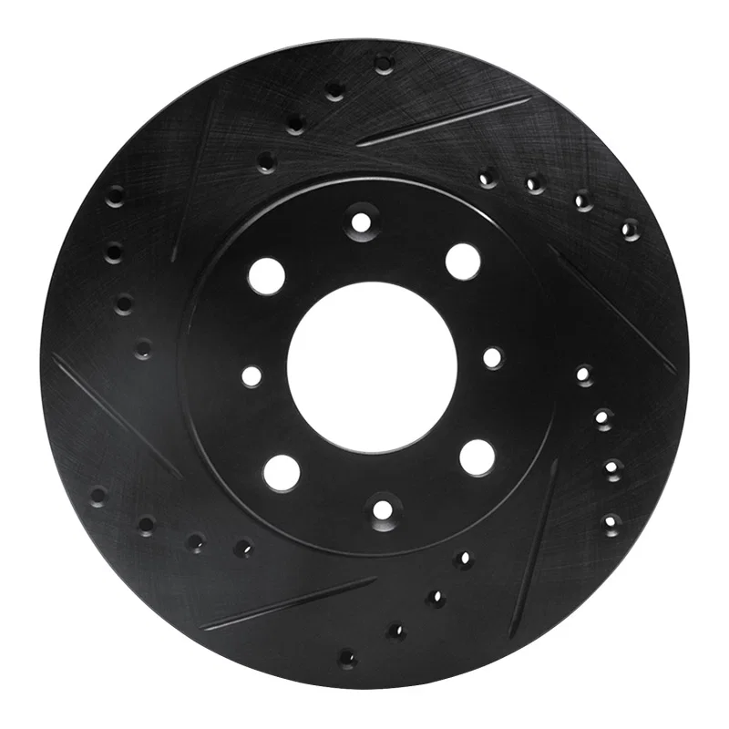 R1 Concepts 633-59012L, R1 86-91 Acura Integra Front Left Drilled & Slotted Black Brake Rotor