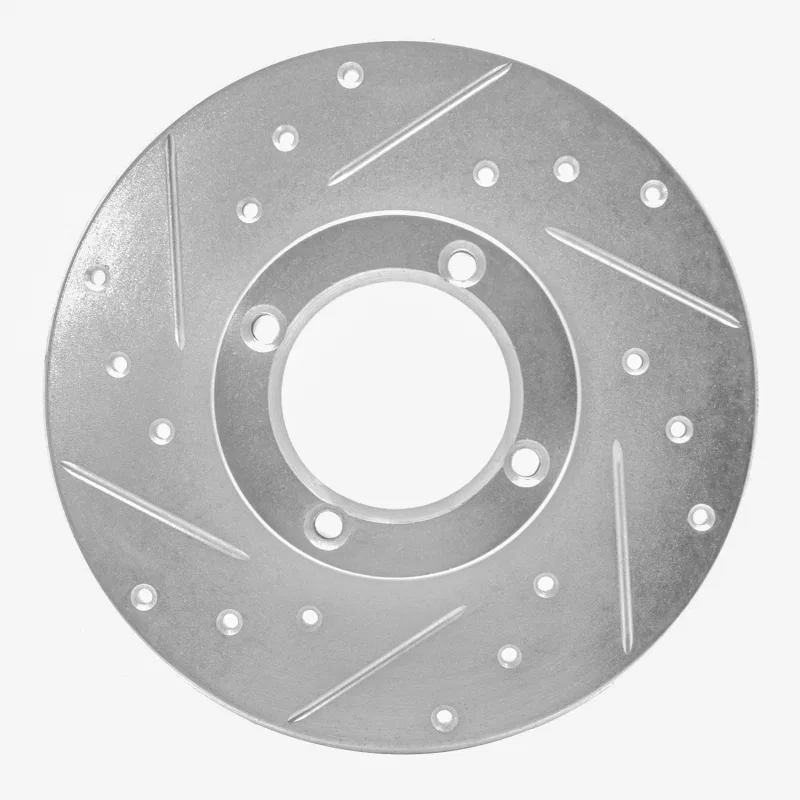 R1 Concepts 631-13030L, R1 80-83 Subaru STANDARD Front Left Drilled & Slotted Silver Brake Rotor
