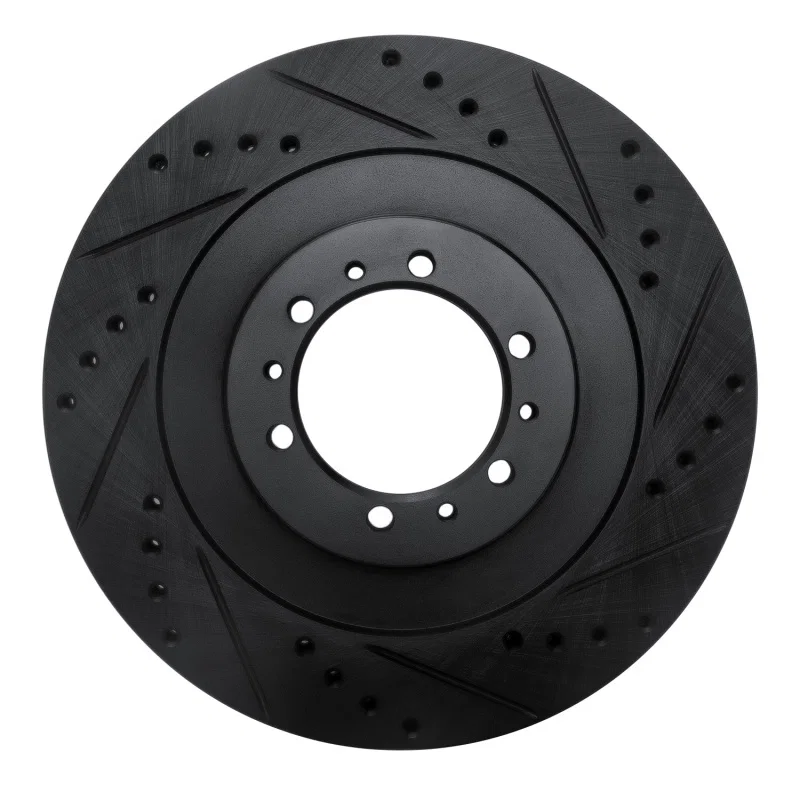 R1 Concepts 633-72055R, R1 98-04 Mitsubishi Montero Front Right Drilled & Slotted Black Brake Rotor