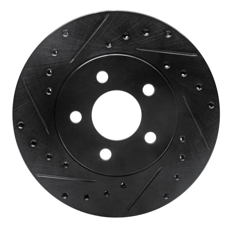 R1 Concepts 633-40046L, R1 84-95 Chrysler Imperial Front Left Drilled & Slotted Black Brake Rotor