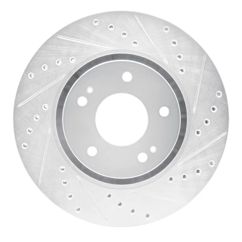 R1 Concepts 631-72044R, R1 09-15 Mitsubishi Lancer Front Right Drilled & Slotted Silver Brake Rotor